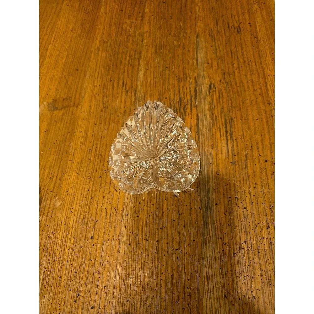 Vintage Heart-Shaped 24% Lead Crystal Jewelry/ Trinket Box - 2 Piece